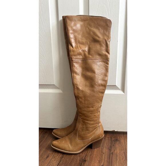 MATISSE Women's Tan Leather Over The Knee Extra Tall Riding Boots Sz 6.5M Boho - Picture 6 of 13